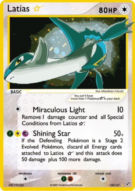 Latias [GOLD STAR] #106 English Ex Deoxys Singles - HOLO CUSTOM