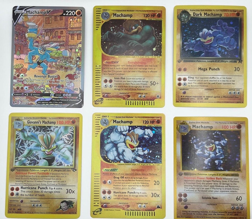 Machamp Reprint Bundle Lot of 6 - Base Set 1st Edition, Team Rocket, Astral Radiance, Expedition, Gym Challenge and Skyridge