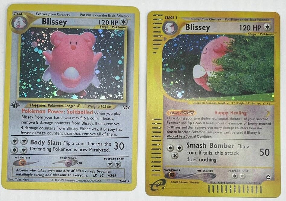 Blissey Reprint Bundle Lot of 2 - Neo Revelation & Aquapolis