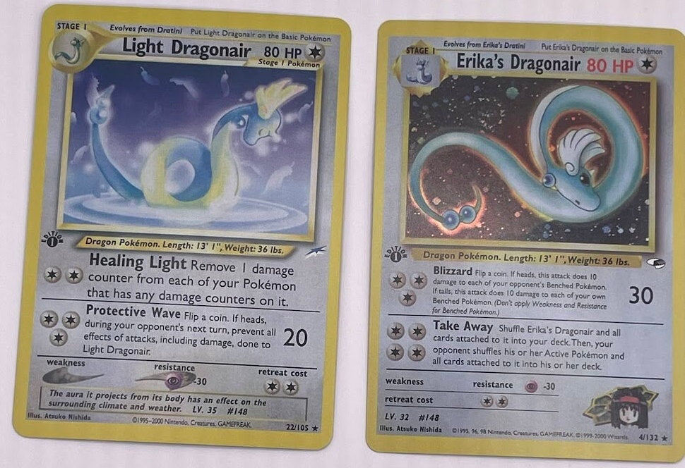 Dragonair Reprint Bundle Lot of 2 - Gym Heroes & Neo Destiny