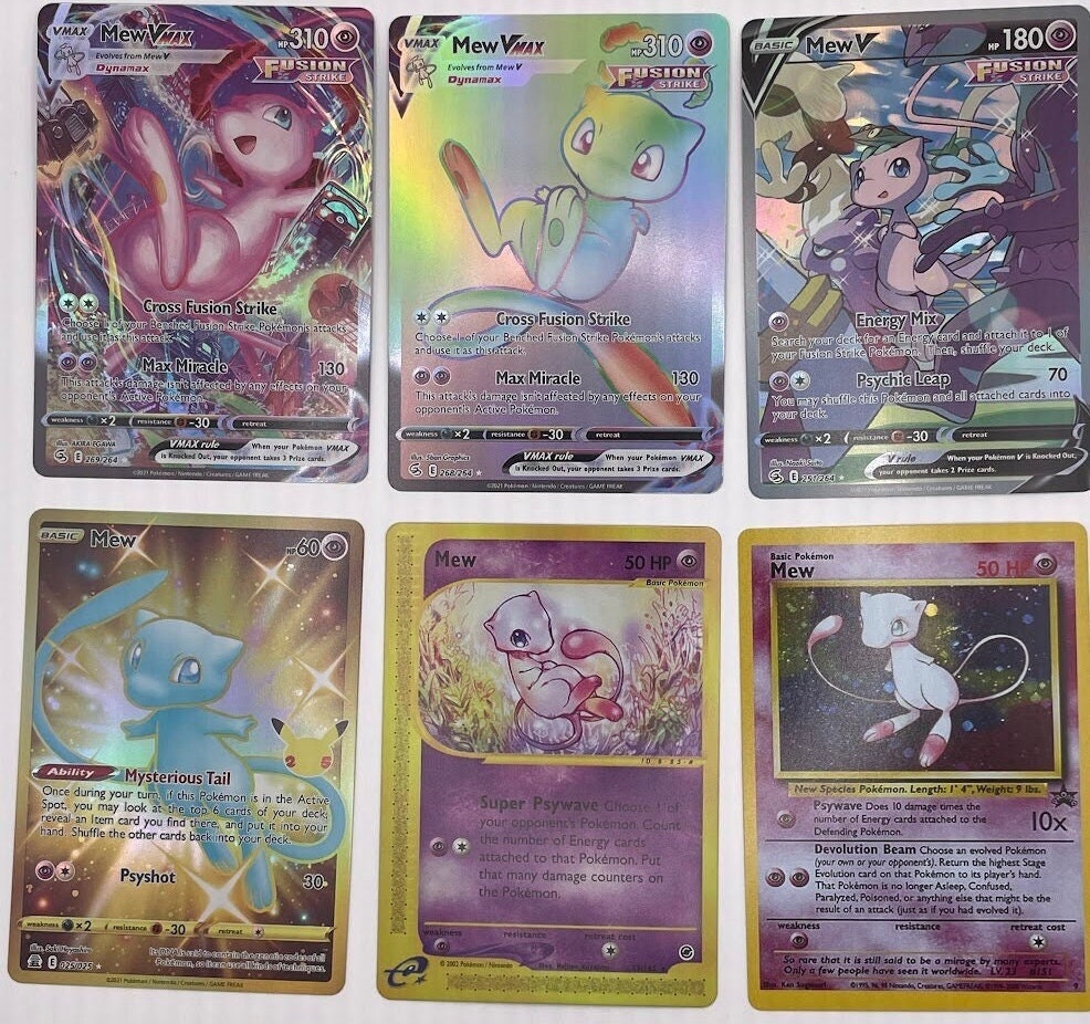 Mew Reprint Bundle Lot of 7 - Expedition, Fusion Strike, Celebrations & Wizards Black Star Promos