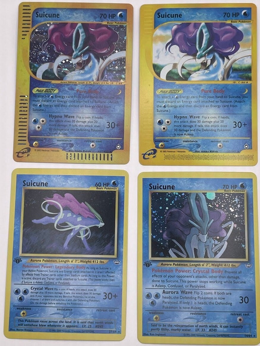 Suicune Reprint Bundle Lot of 4 - Neo Revelation and Aquapolis