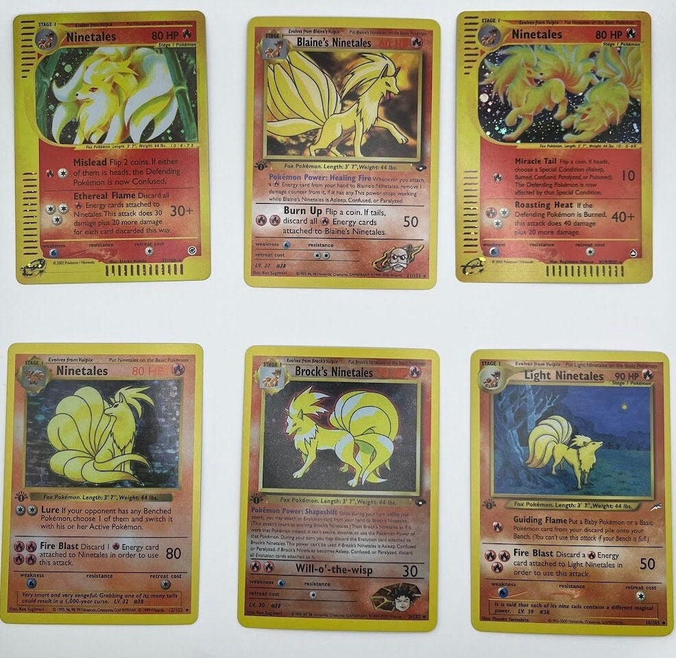 Ninetales Reprint Bundle Lot of 6 - Base Set 1st Edition, Aquapolis, G Ninetales Reprint Bundle Lot of 6 - Base Set 1st Edition, Aquapolis, G