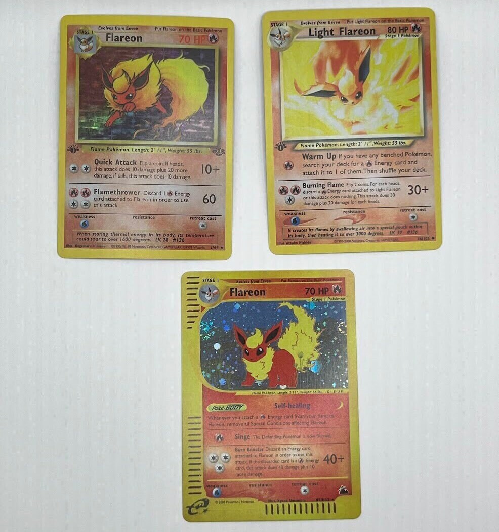 Flareon Reprint Bundle Lot of 3 - Jungle, Skyridge and Neo Destiny Flareon Reprint Bundle Lot of 3 - Jungle, Skyridge and Neo Destiny