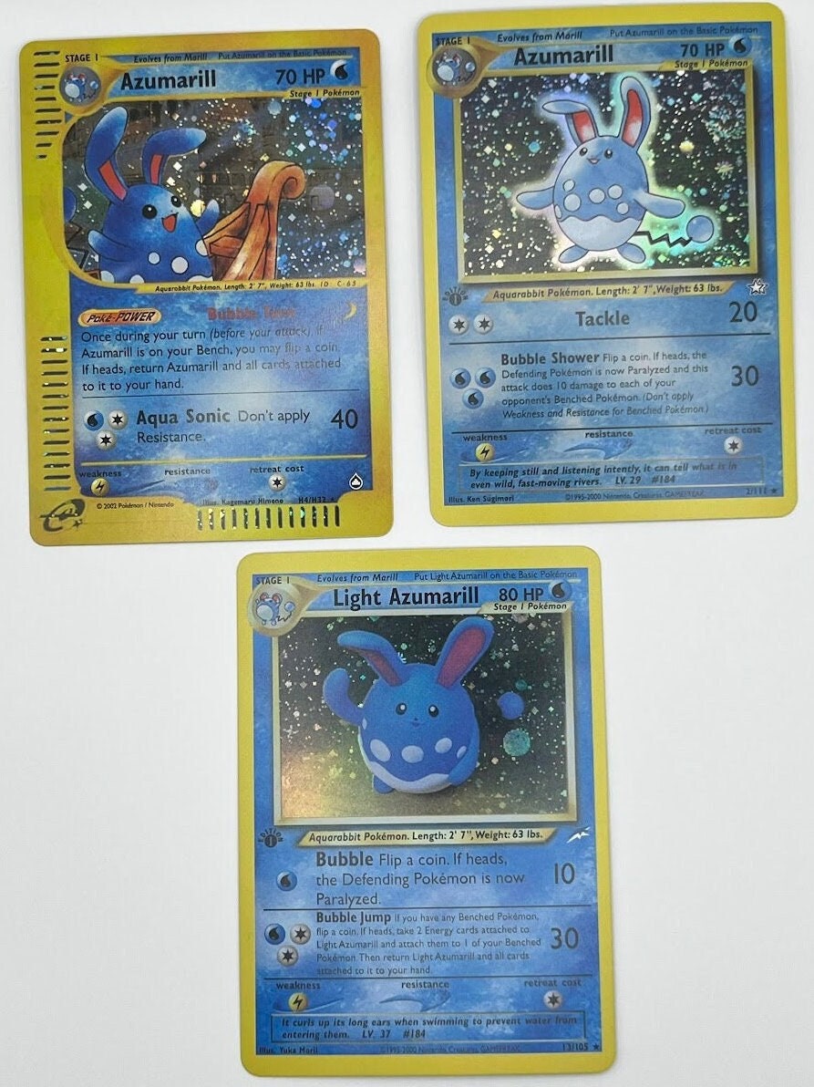 Azumarill Reprint Bundle Lot of 3 - Neo Destiny, Neo Genesis & Aquapolis