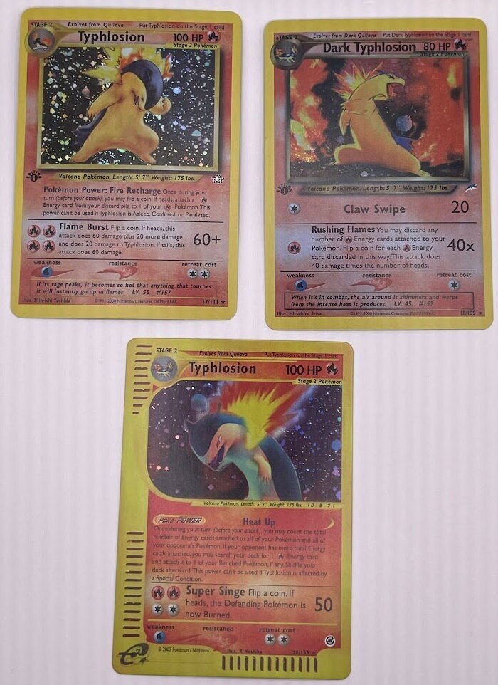 Typholosion Reprint Bundle Lot of 3 - Neo Genesis, Expedition and Neo Typholosion Reprint Bundle Lot of 3 - Neo Genesis, Expedition and Neo