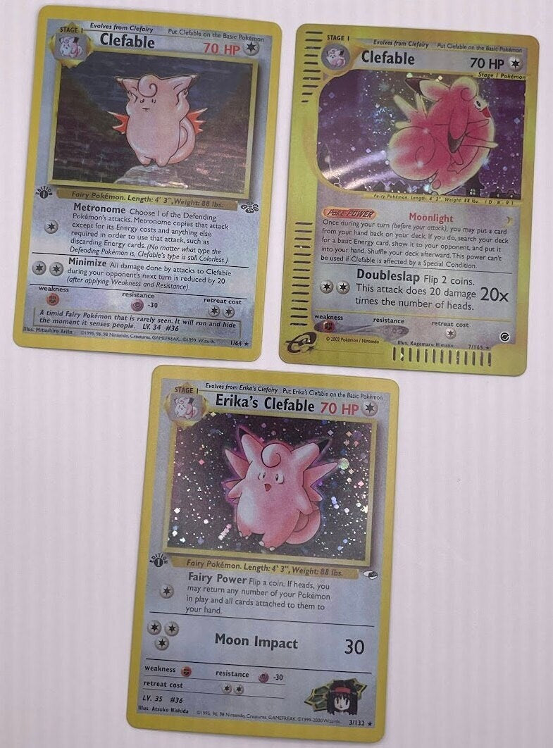 Clefable Reprint Bundle Lot of 3 - Jungle, Expedition & Gym Challenge