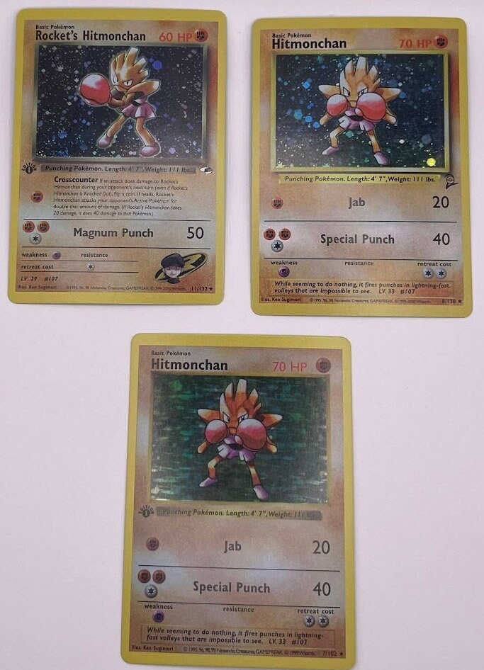 Hitcomchan Reprint Bundle Lot of 3 - Team Rocket, Base Set First Edition and Base Set 2