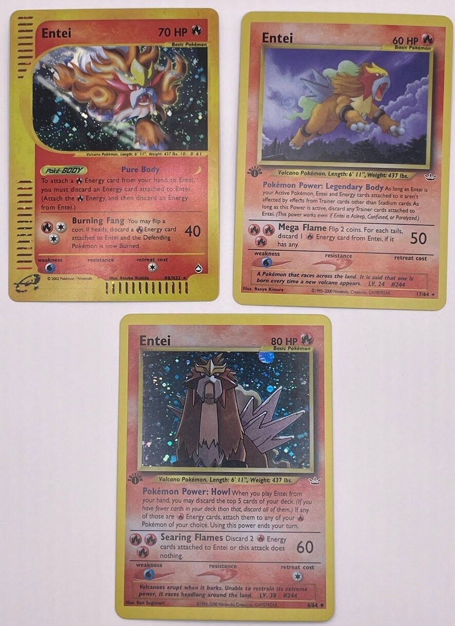 Entei Reprint Bundle Lot of 3 - Neo Revelation and Aquapolis