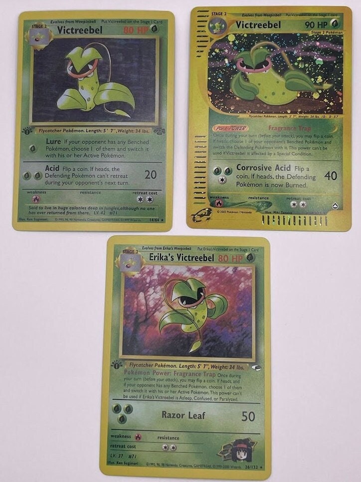 Victreebel Reprint Bundle Lot of 3 - Jungle, Aquapolis and Gym Heroes Victreebel Reprint Bundle Lot of 3 - Jungle, Aquapolis and Gym Heroes