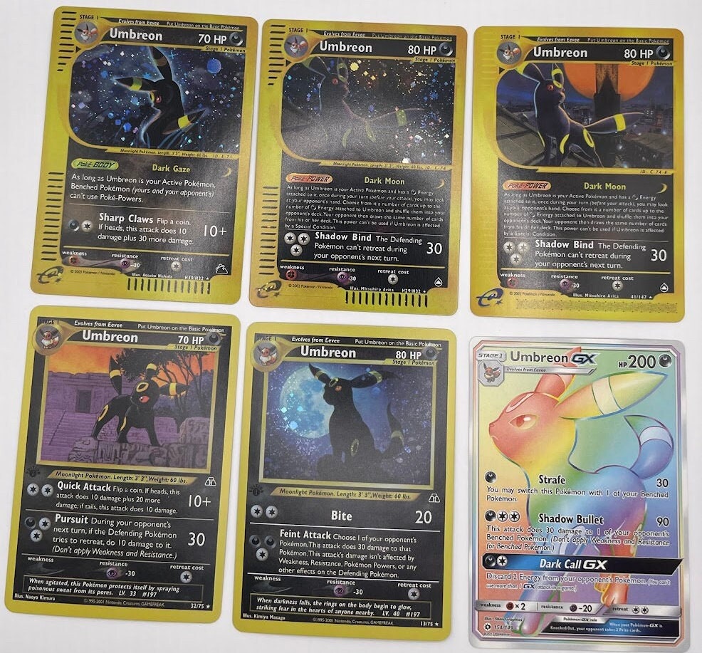 Umbreon Reprint Bundle Lot of 13 - Neo Genesis, Expedition, Skyridge, Neo Genesis, Neo Revelation, Evolving Skies, Celebrations & Stikes