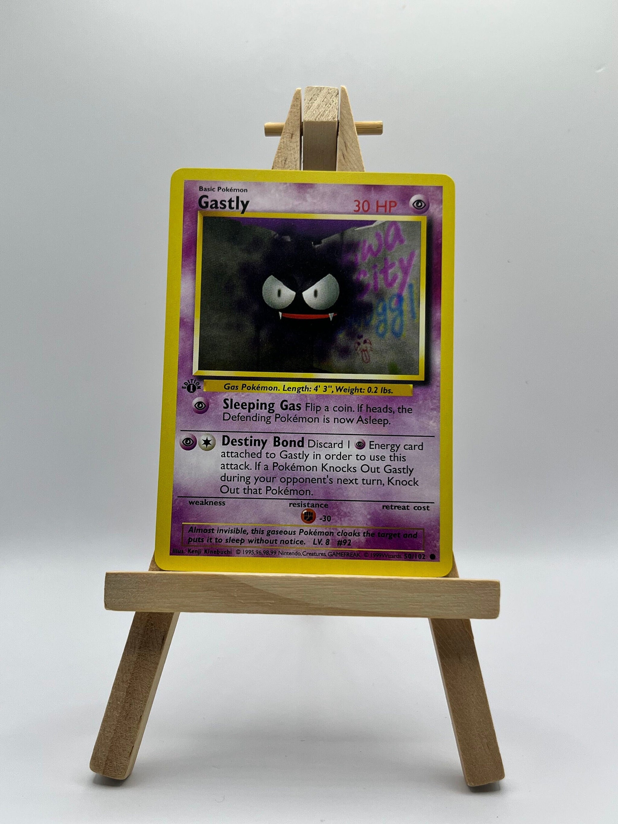 first edition gastly pokemon card Base Set (PSA 7 - Retreat Cost Gastly 1999 Pokemon TCG Base