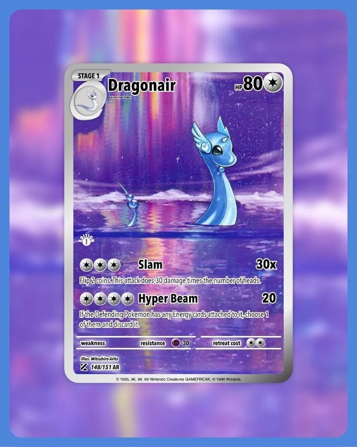 151 PokeArtica AI Artwork Custom Card - Dragonair HOLO 148/151