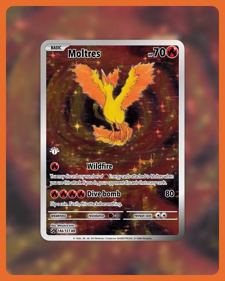 151 PokeArtica AI Artwork Custom Card - Moltres HOLO 146/151