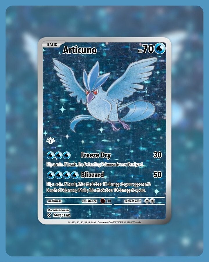 151 PokeArtica AI Artwork Custom Card - Articuno HOLO 144/151