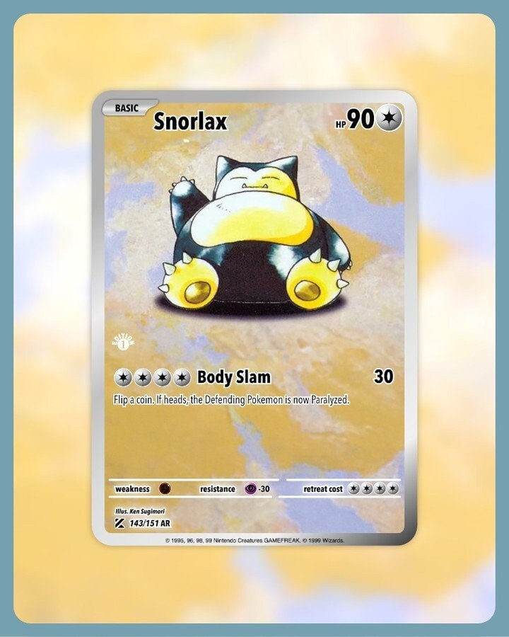 151 PokeArtica AI Artwork Custom Card - Snorlax HOLO 143/151 151 PokeArtica AI Artwork Custom Card - Snorlax HOLO 143/151