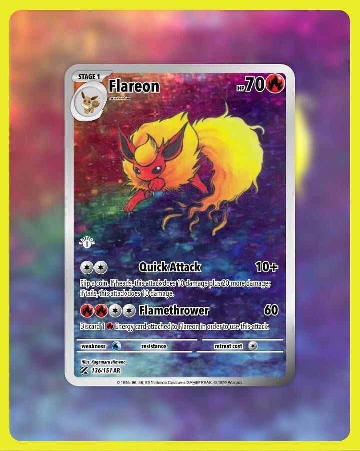 151 PokeArtica AI Artwork Custom Card - Flareon HOLO 136/151