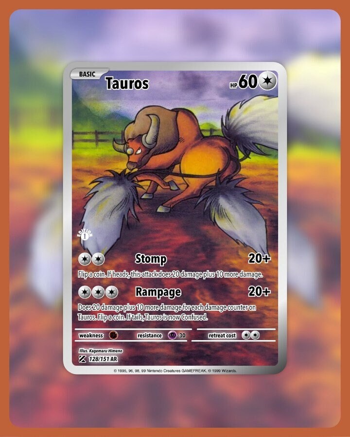151 PokeArtica AI Artwork Custom Card - Tauros HOLO 128/151