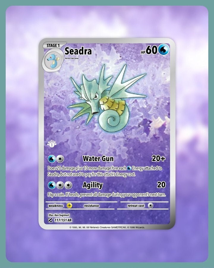 151 PokeArtica AI Artwork Custom Card - Seadra HOLO 117/151