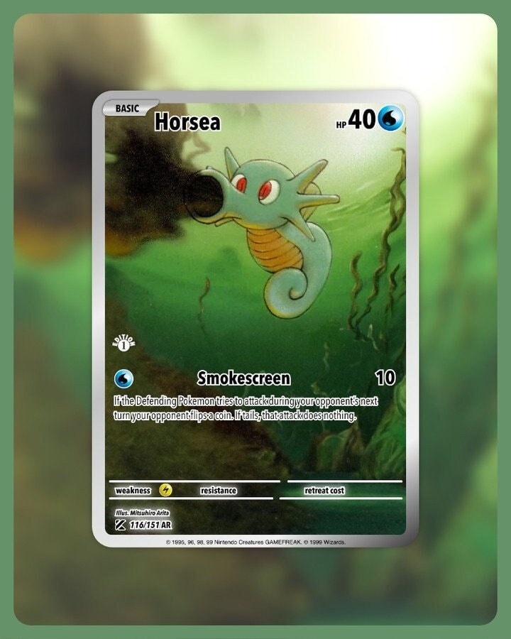 151 PokeArtica AI Artwork Custom Card - Horsea NON-HOLO 116/151