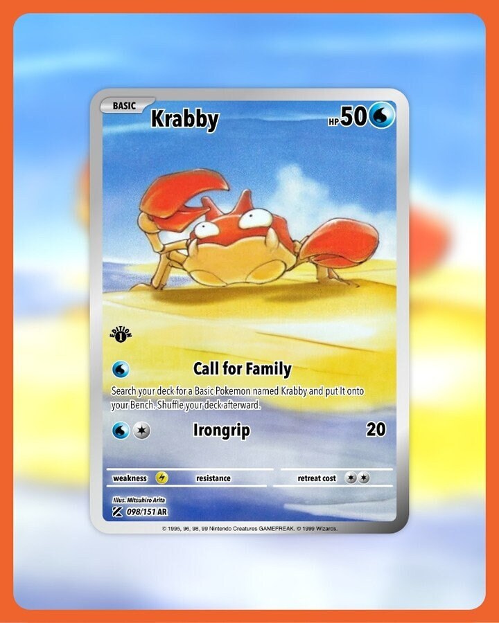 151 PokeArtica AI Artwork Custom Card - Krabby NON-HOLO 098/151