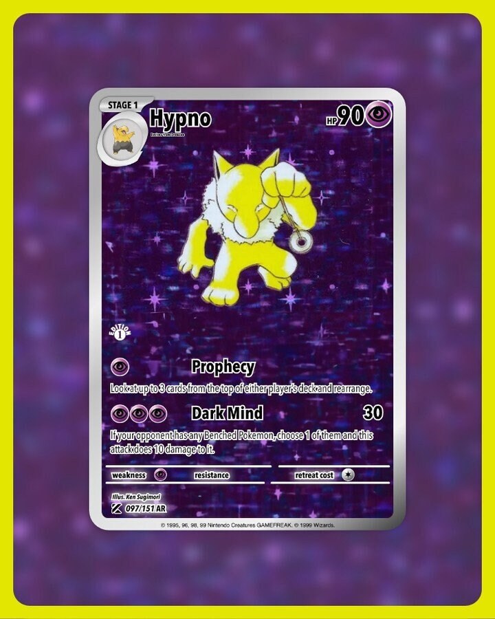 151 PokeArtica AI Artwork Custom Card - Hypno HOLO 097/151
