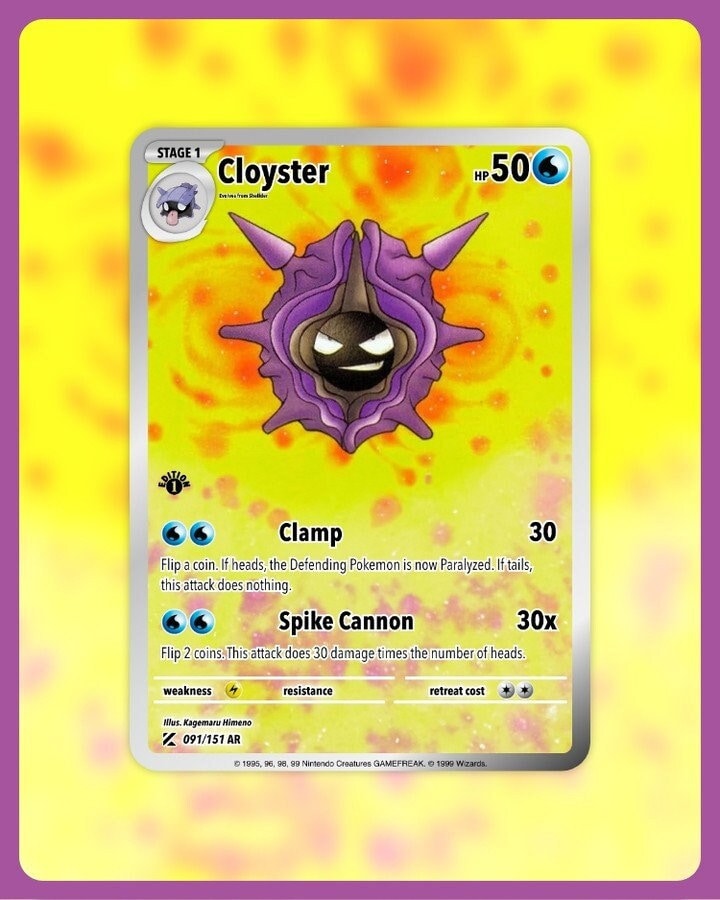1995 cloyster pokemon card value 151 PokeArtica AI Artwork Custom Card