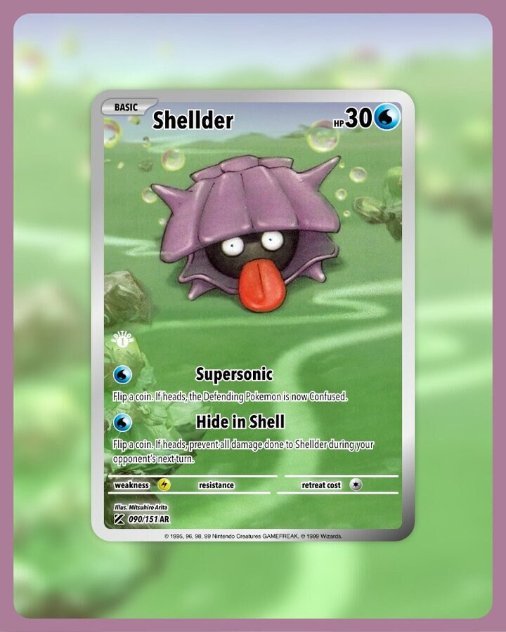 151 PokeArtica AI Artwork Custom Card - Shellder NON-HOLO 090/151