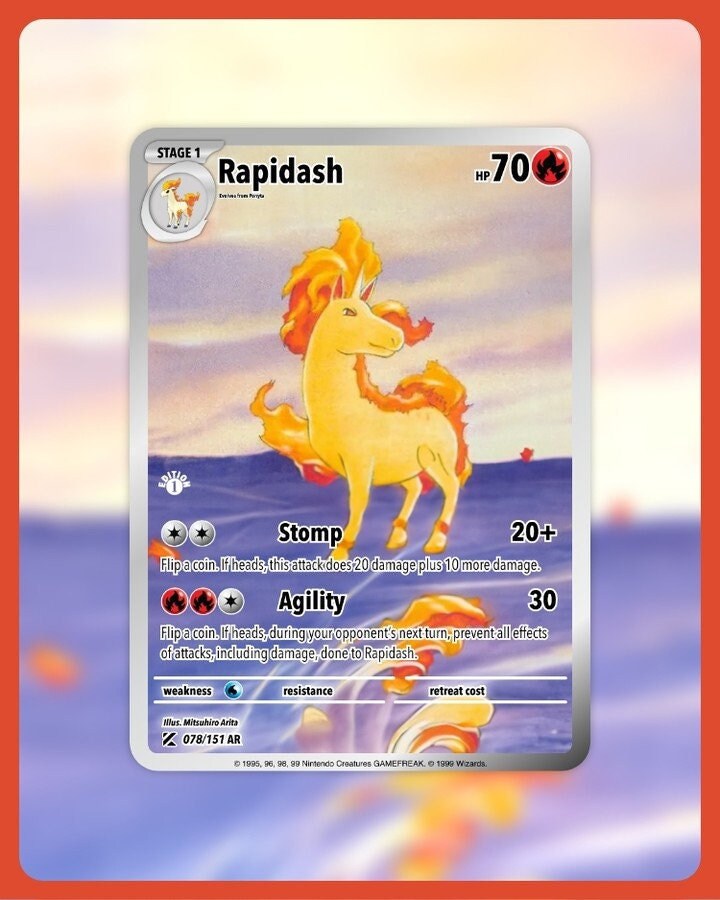 rapidash stage 1 pokemon card value 151 PokeArtica AI Artwork Custom Card