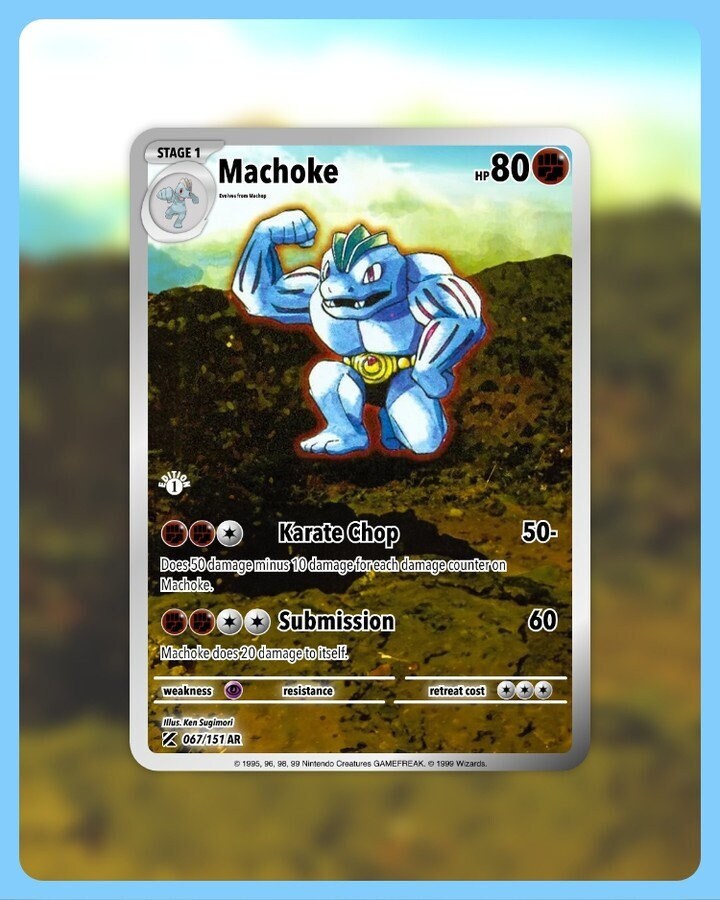 151 PokeArtica AI Artwork Custom Card - Machoke HOLO 067/151