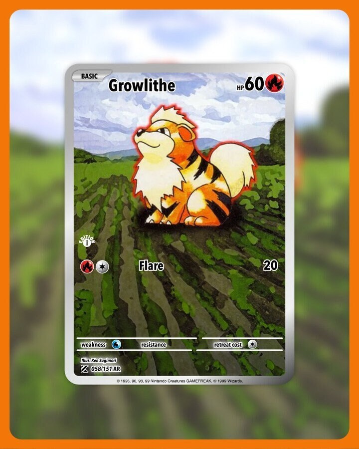 151 PokeArtica AI Artwork Custom Card - Growlithe NON-HOLO 058/151