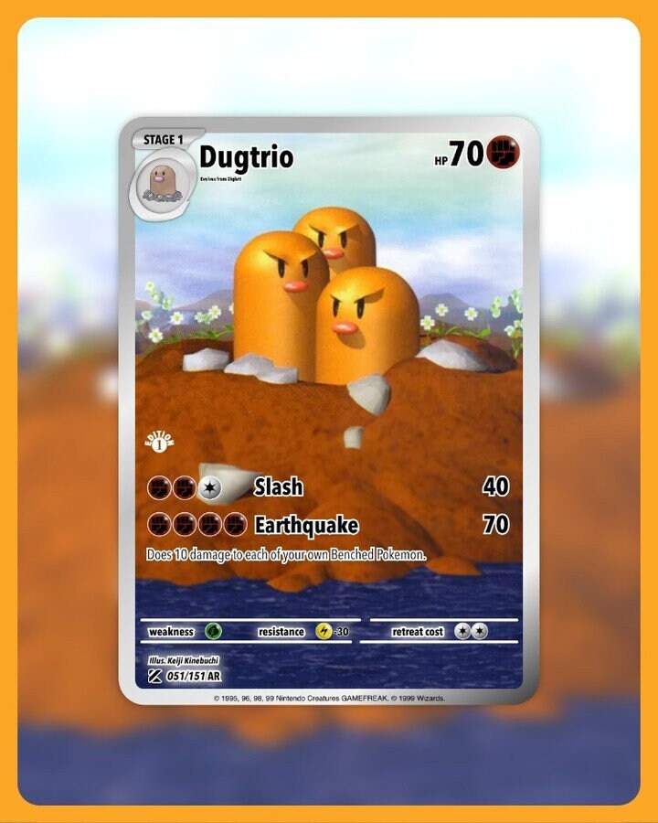 151 PokeArtica AI Artwork Custom Card - Dugtrio HOLO 051/151