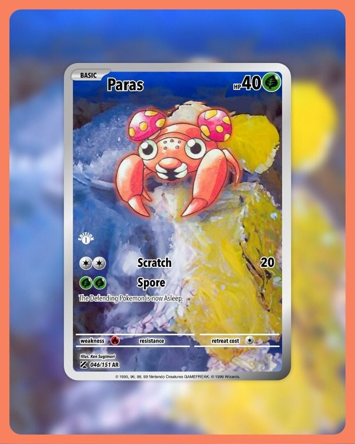 151 PokeArtica AI Artwork Custom Card - Paras NON-HOLO 046/151