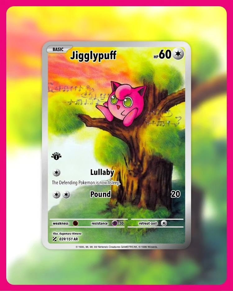 jigglypuff holographic card 151 PokeArtica AI Artwork Custom Card