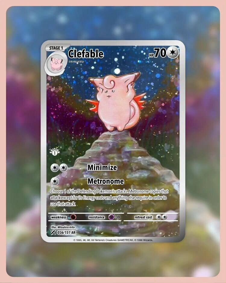 151 PokeArtica AI Artwork Custom Card - Clefable HOLO 036/151