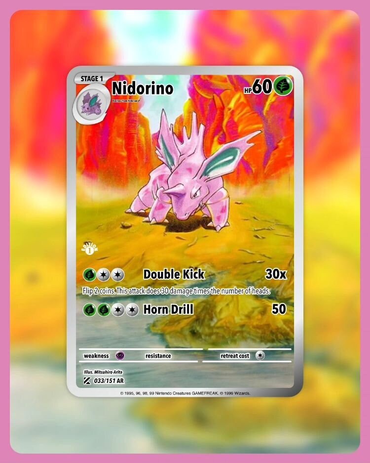 151 PokeArtica AI Artwork Custom Card - Nidorino HOLO 033/151
