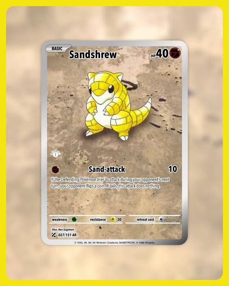 151 PokeArtica AI Artwork Custom Card - Sandshrew NON-HOLO 027/151