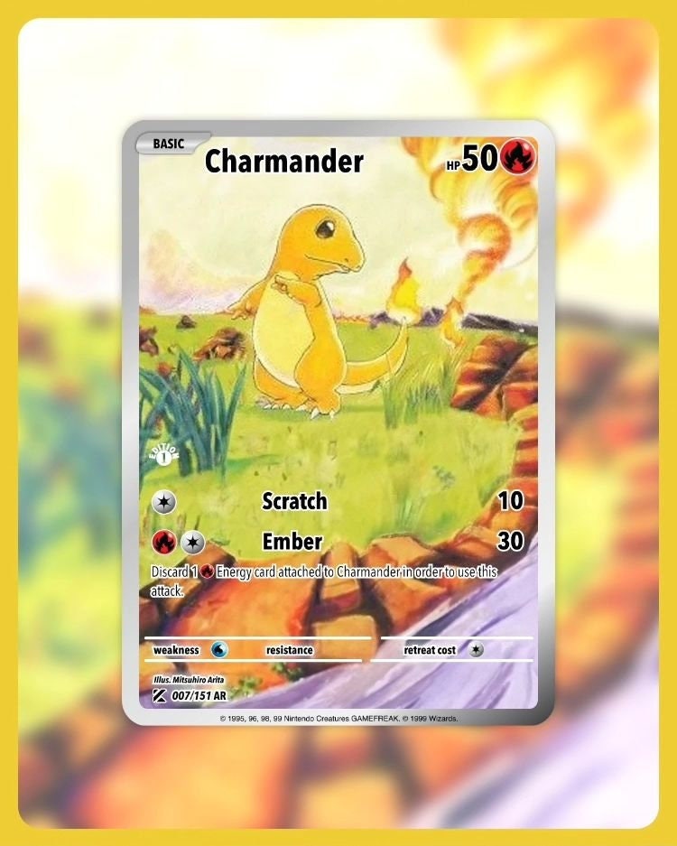 151 PokeArtica AI Artwork Custom Card - Charmander NON-HOLO 007/151 151 PokeArtica AI Artwork Custom Card - Charmander NON-HOLO 007/151