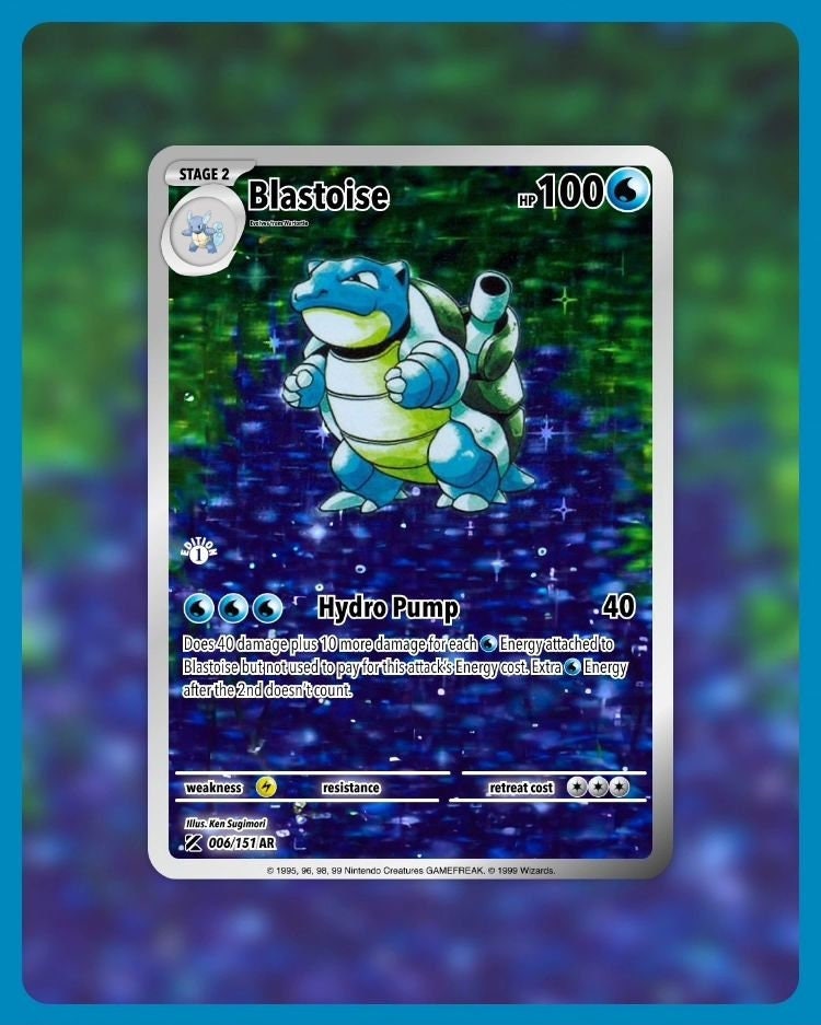 151 PokeArtica AI Artwork Custom Card - Blastoise HOLO 006/151 151 PokeArtica AI Artwork Custom Card - Blastoise HOLO 006/151