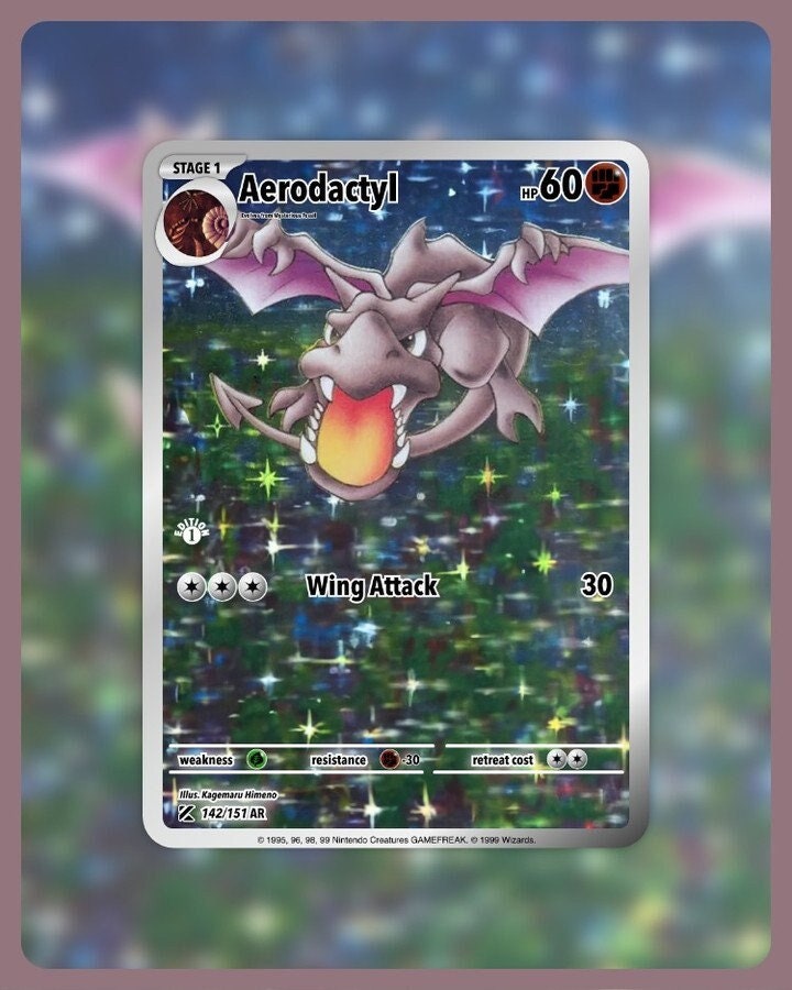 151 PokeArtica AI Artwork Custom Card - Aerodactyl HOLO 142/151
