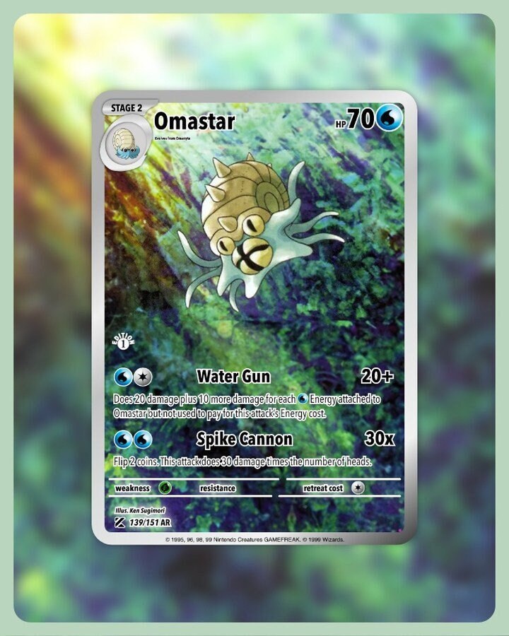 151 PokeArtica AI Artwork Custom Card - Omastar HOLO 139/151