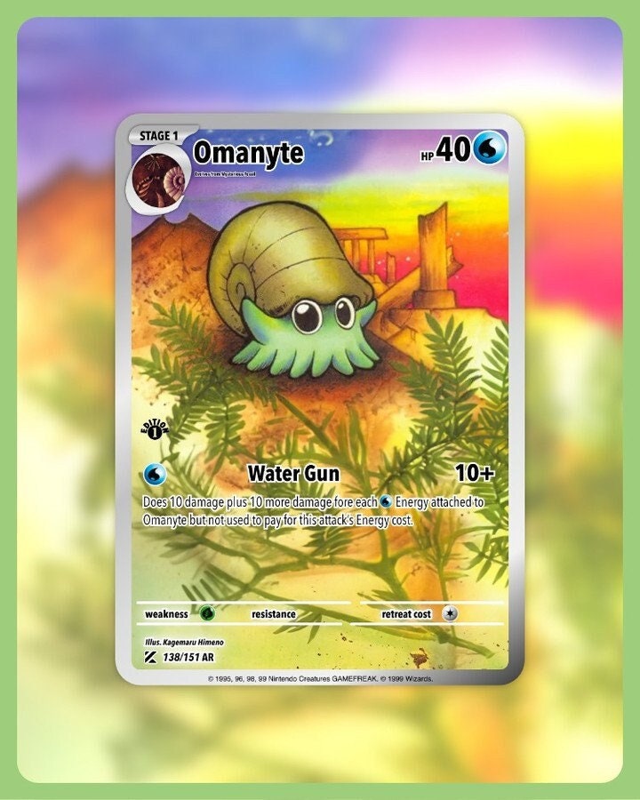 151 PokeArtica AI Artwork Custom Card - Omanyte NON-HOLO 138/151
