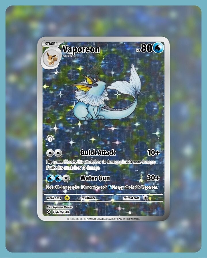 151 PokeArtica AI Artwork Custom Card - Vaporeon HOLO 134/151