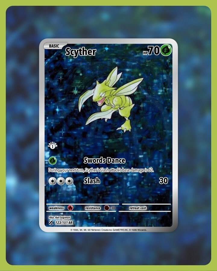 151 PokeArtica AI Artwork Custom Card - Scyther HOLO 123/151