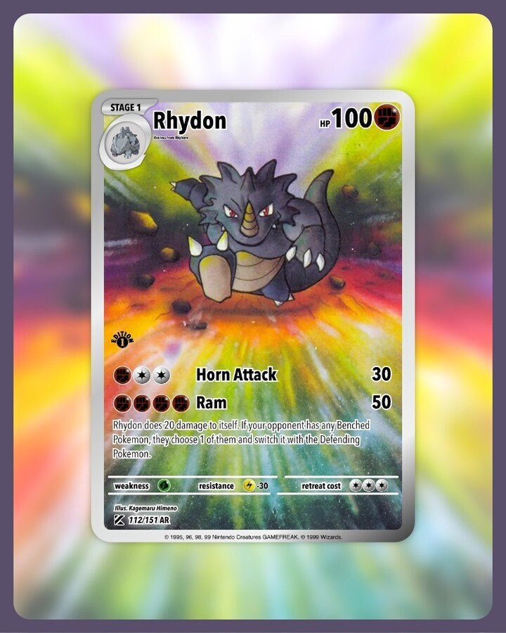 151 PokeArtica AI Artwork Custom Card - Rhydon HOLO 112/151