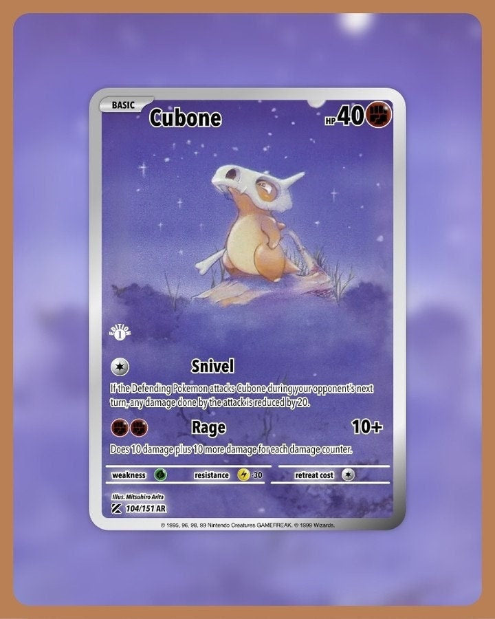 151 PokeArtica AI Artwork Custom Card - Cubone NON-HOLO 104/151 151 PokeArtica AI Artwork Custom Card - Cubone NON-HOLO 104/151