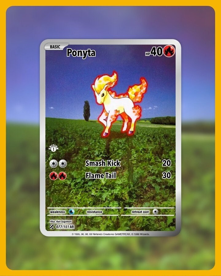 151 PokeArtica AI Artwork Custom Card - Ponyta NON-HOLO 077/151