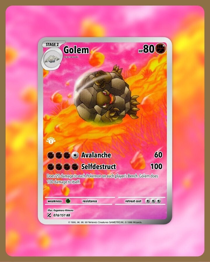151 PokeArtica AI Artwork Custom Card - Golem HOLO 076/151