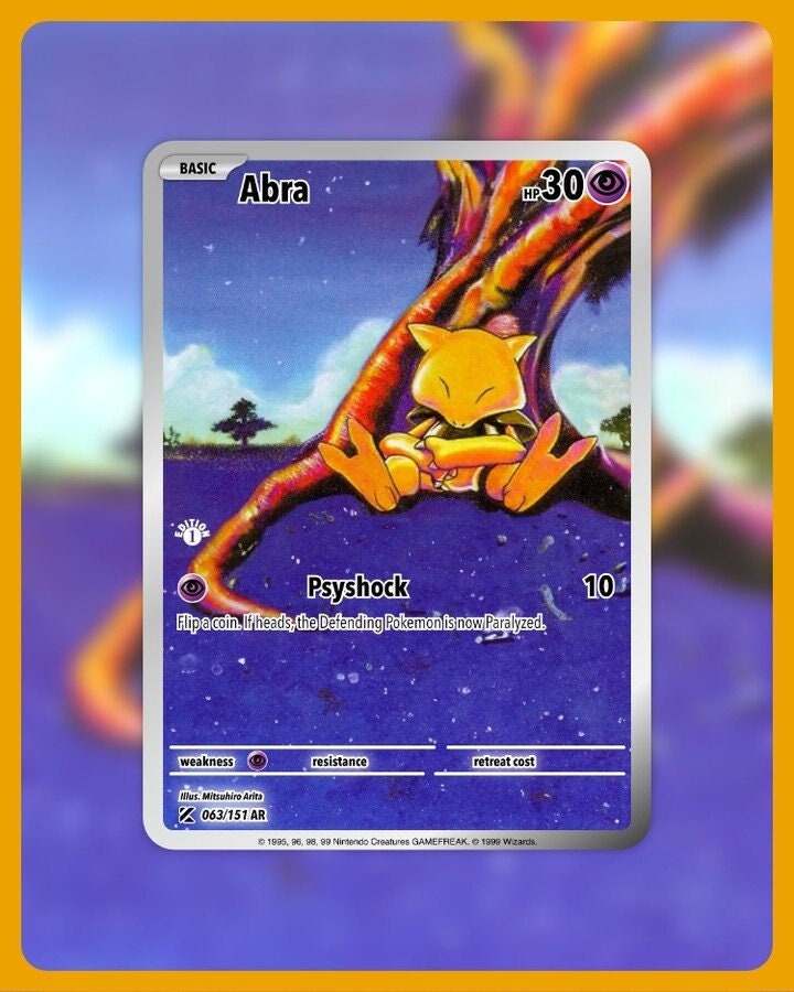 151 PokeArtica AI Artwork Custom Card - Abra NON-HOLO 063/151 151 PokeArtica AI Artwork Custom Card - Abra NON-HOLO 063/151