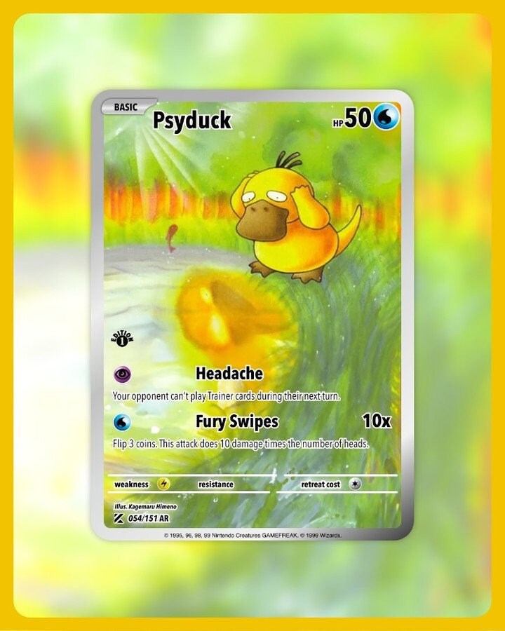 151 PokeArtica AI Artwork Custom Card - Psyduck NON-HOLO 054/151 151 PokeArtica AI Artwork Custom Card - Psyduck NON-HOLO 054/151
